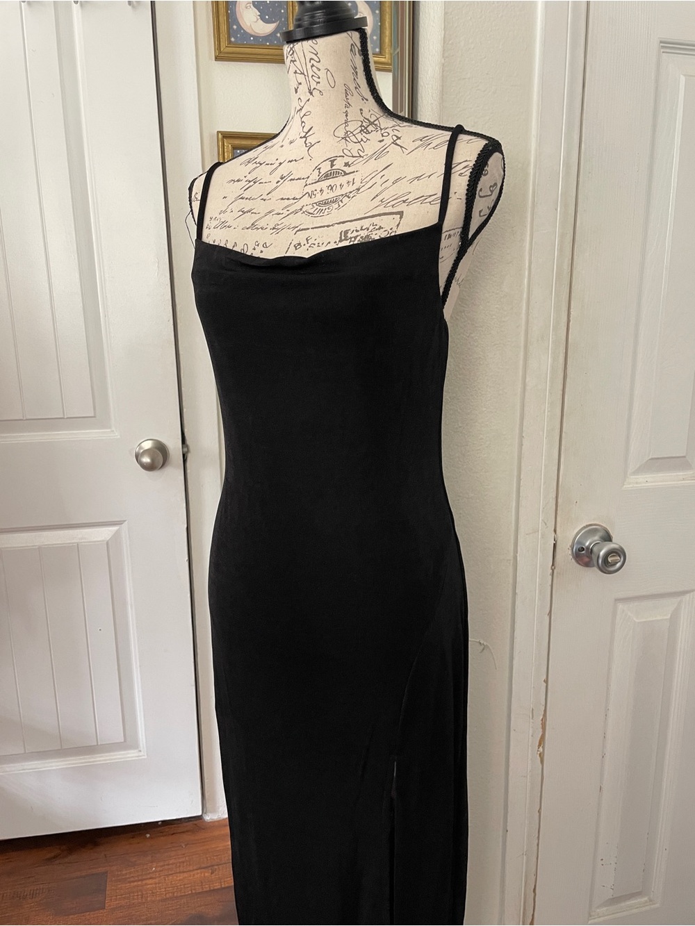 NWT Petal & Pul Diani Classic Black Slip Maxi Dress with Spaghetti Straps Size S - Picture 3 of 6